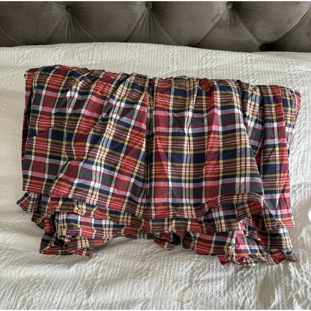 Ralph Lauren Red Navy Plaid Bed Skirt - Picture 6 of 12